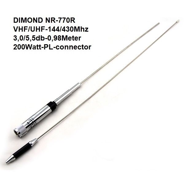 Dimond NR 770R Mobil Antenne;(Kan også lev;Med fot for fast montering eller magnetfot; med 4 meter coax/plug+Pristillegg)
Kr 500,- + Porto;N-Pakken Kr 150,-
Kontakt; odderiks@online.no